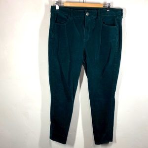 American Eagle green corduroy hi-rise jeggings size 14 Extra Short